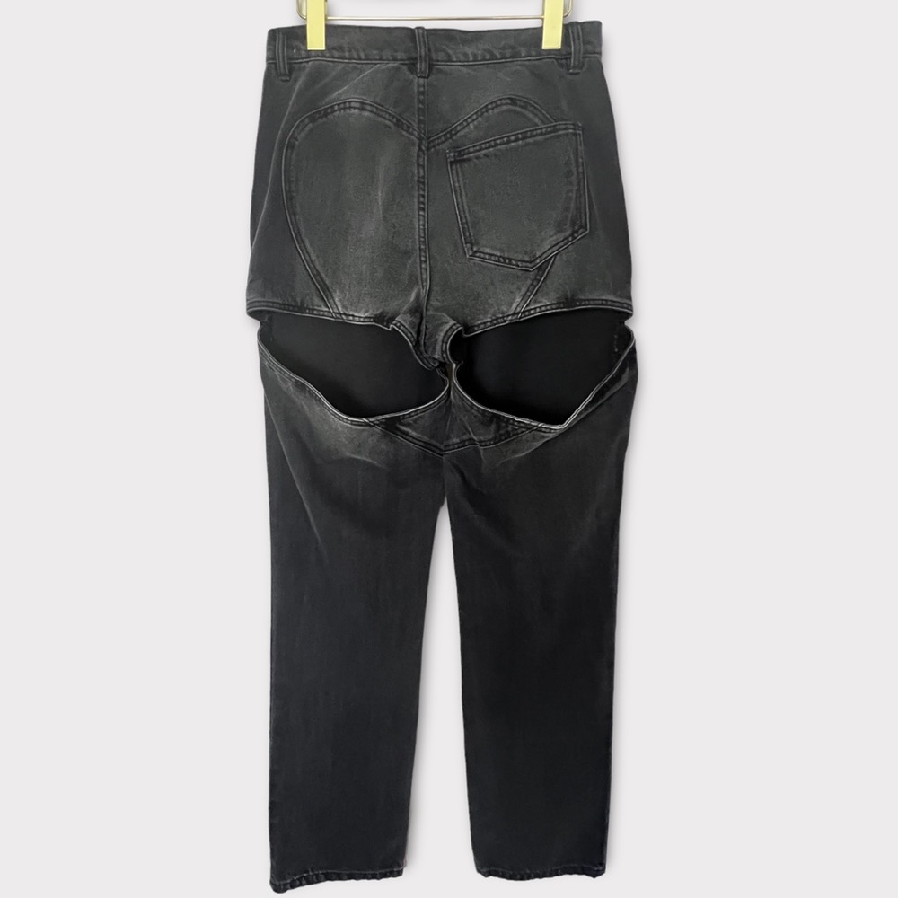 AREA NYC Crystal Backslit Jeans in Black Sz 6 - Picture 6 of 13